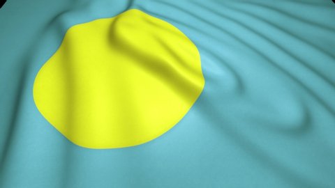 Waving realistic Palau flag in 4K , loop animation