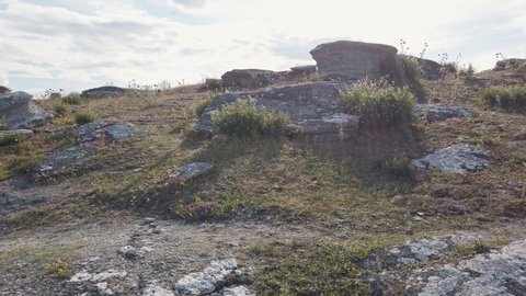 Beautiful landscape of Gotland on sunny day. Pan left