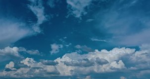 Movement of clouds in the blue sky. Time Lapse video.