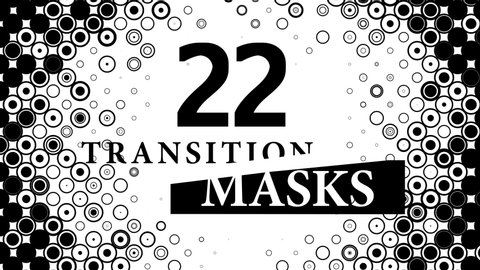 Transition Masks With a Moving Dots, Circles, Ripples or Waves Pattern. 22 Versions of Modern Luma Mattes. Transition Black and White Masks Templates in 4K for Editing Footages.