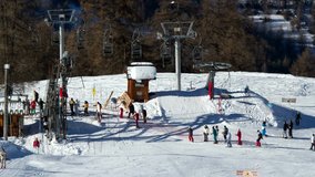 Video of Chairlift base and skiers