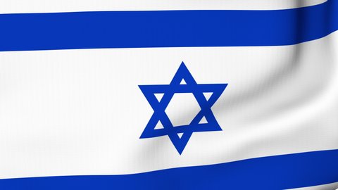 Israel flag - 3D realistic waving flag background. Israeli animation in 4K.