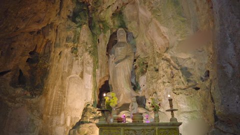 The Marble mountains a complex of Buddhist temples, famous tourist destination in the city of Da Nang, central Vietnam. Travel to Vietnam concept