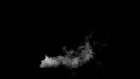 Shower of steam being released into atmosphere from bottom left lower third corner on black background from the fume collection - Smoke VFX Video Element