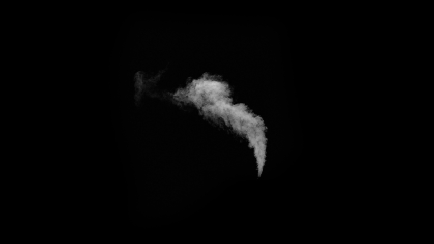 Smoke being blown sideways by breeze leaking on black background from the fume collection - Smoke VFX Video Element.