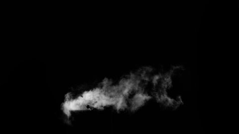 A low key three quarter 4k shot of steam escaping from an exhaust from the fume collection shot in 4k - Smoke VFX Video Element.
