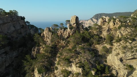 Viewpoint on a cliff facing the Mediterranean Sea. Ibiza island.	