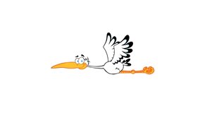 Stork Mascot Cartoon Character Flying. 4K Animation Video Motion Graphics Without Background 