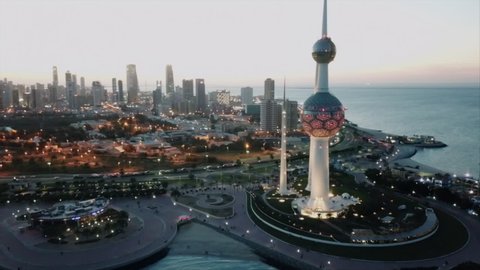 Kuwait towers at night light