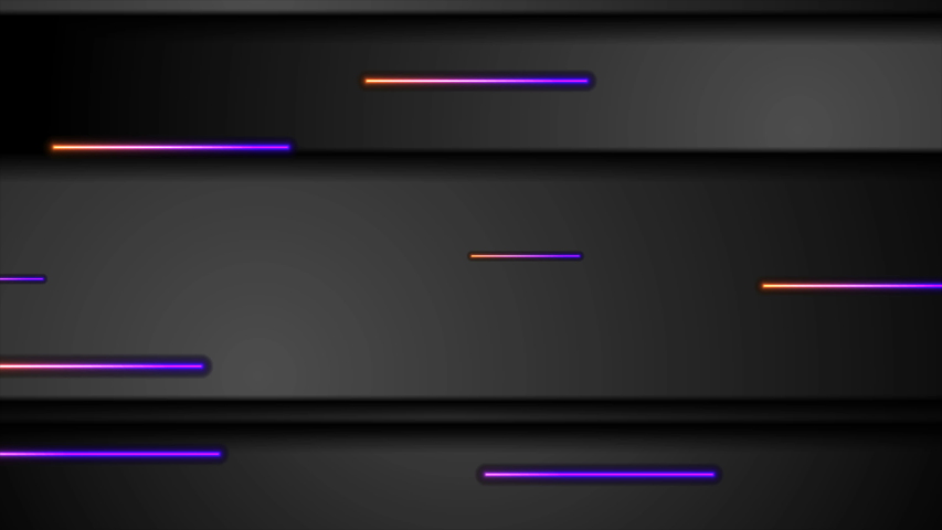 Black tech abstract motion background with violet orange neon laser lines. Seamless looping. Video animation Ultra HD 4K 3840x2160 | Shutterstock HD Video #1057316515
