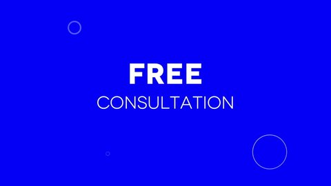 Free consultation title reveal animation. Advertising text.
