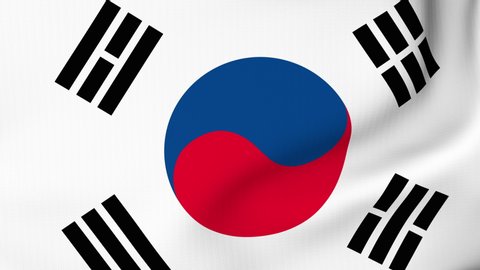 South Korea flag waving in the wind with high quality texture in 4K National Flag 