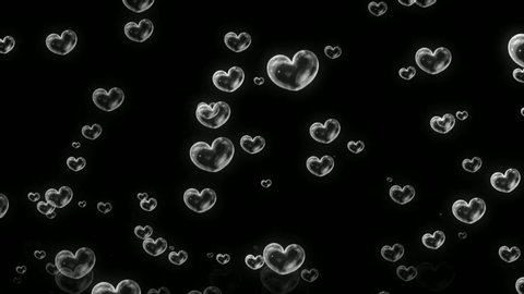 Flying heart bubbles motion graphics with night background