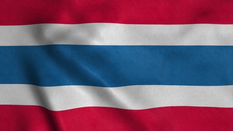 Thailand flag waving in the wind. Realistic flag background. Looped animation background