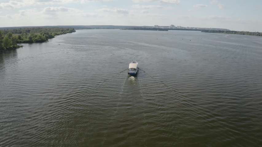 Tour boat on Dnieper River in Kyiv, Ukraine