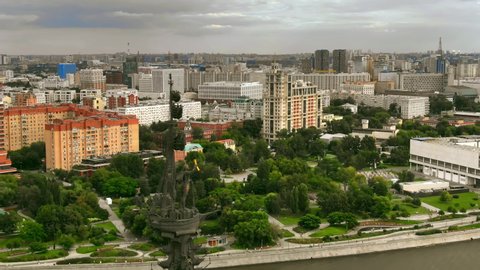 Aerial view of the Muzeon park in Moscow, Russia