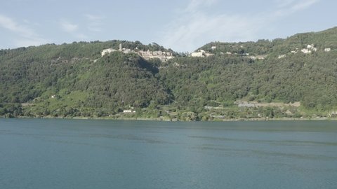 aerial view of nemi lake on the roman vastelli video unedited 
