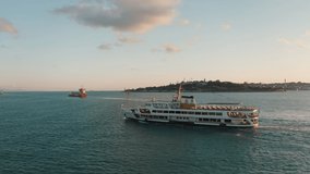 Aerial view of a Ferry Boat in Istanbul. 4K Footage in Turkey - Powered by Shutterstock - Get 15% off with code: PIKWIZARD15