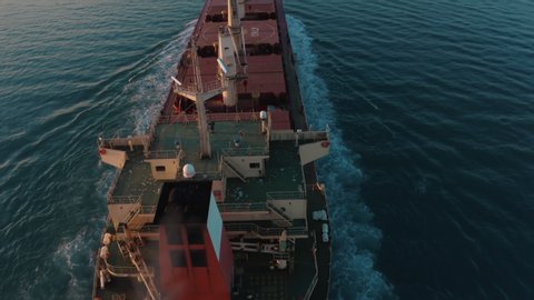 Aerial view of Dry cargo ship in Istanbul. 4K Footage in Turkey