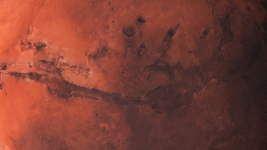 The Valles Marineris Canyon of Mars. Photo realistic 3D render. [ProRes - UHD 4K] | Shutterstock HD Video #1057383052