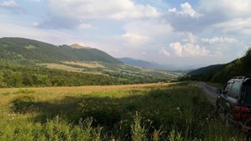 Time Lapse summer landscape with views of the mountain range Borzhava in the Carpathians