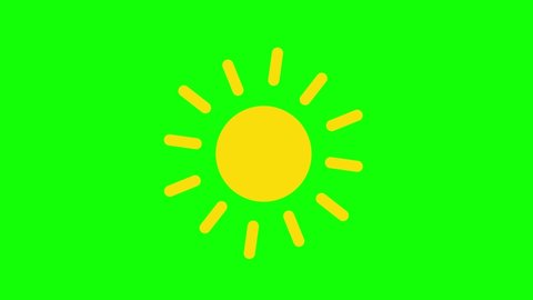 Animated sun energy icon. Animation, pictogram, motion graphics. Useful for social media, interfaces, infographics, websites. Chroma key, green screen background.