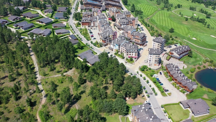 Bulgaria, village in Balkan Pirin mountains with golf courses.