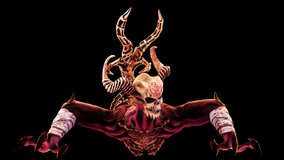 The Hell Creature VJ Loop is a motion graphics clip featuring horned demon. The creature features are a mix of demon and skeleton features. This video is perfect for VJ thematic sets, metal and gothic