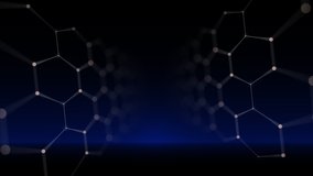 Abstract blue graphene structure, bokeh background infinite loop stock video