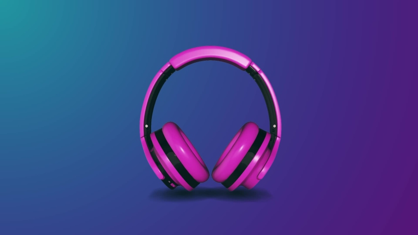 Headphones realistic 3d render. Music lover minimalistic background