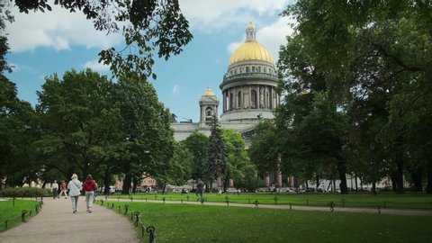 ST. PETERSBURG, RUSSIA - AUGUST, 2020: Saint Petersburg. Saint Isaac's Cathedral. Museums of Petersburg. St. Isaac's Square. Summer in St. Petersburg. 