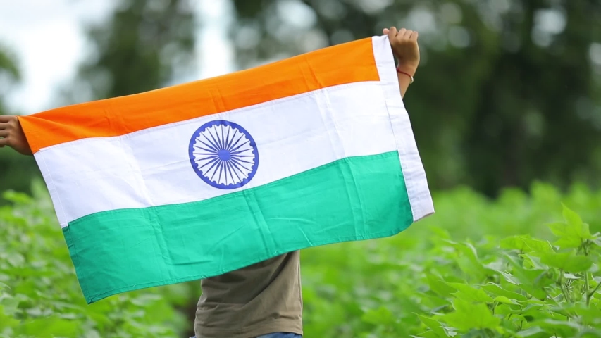 Indian child celebrating Independence or Republic day of India