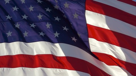 American flag USA background, slow motion, close up. Realistic USA Flag background. Waving American Flag Background. American Flag Closeup. National Patriotism And Celebration With Banner Flying.