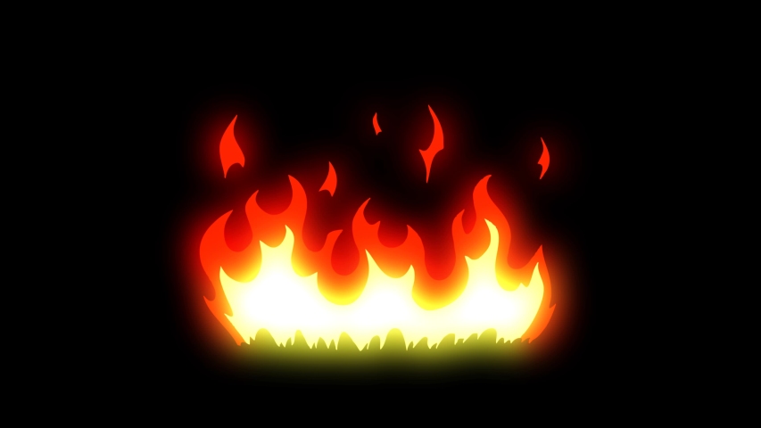 Cartoon 4k fire elements pack. Flash fire animation1 set with luma matte