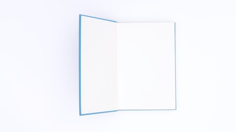 6k light blue book appear and open. Stop motion 