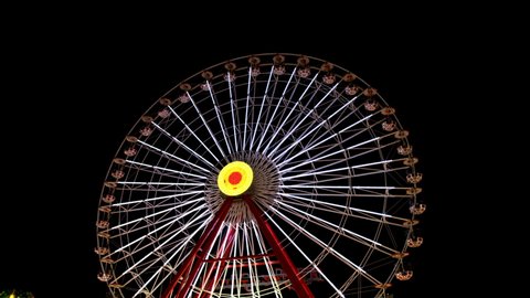 Ferris Wheel in Amusement Park At Night
