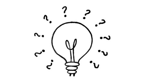 Lightbulb doodle animation, isolated on a white background