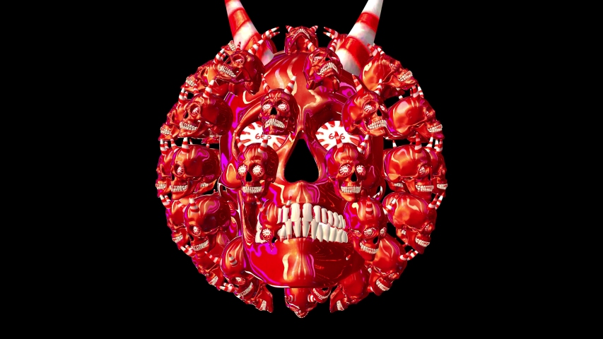 Seamless animation of sugar skulls spinning