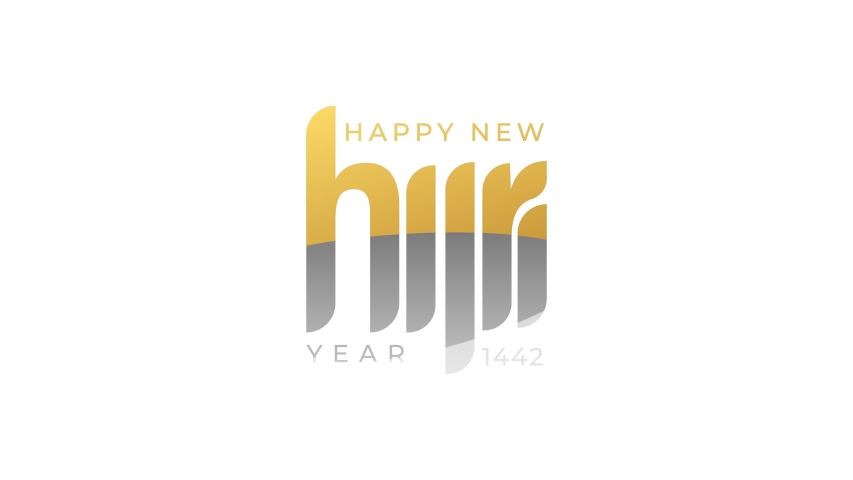 Motion graphic of happy new Hijri year 1442 greeting in 4k size. Happy Islamic New Year. Translation from Arabic : number 1442. | Shutterstock HD Video #1057469575