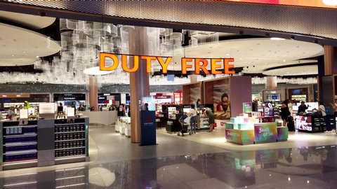 Istanbul, Turkey - July 2019: Duty free shop at the new Istanbul airport inside the boarding area