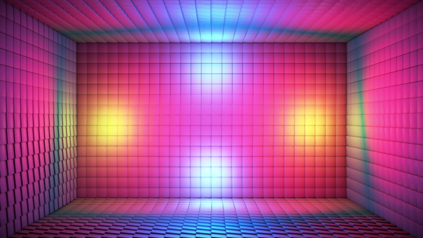 Broadcast Pulsating Hi-Tech Cubes Room Stage, Multi Color, Events, 3D, Loopable, 4K Royalty-Free Stock Footage #1057503013