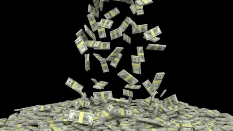 Pile of dollars with alpha channel - 3d render