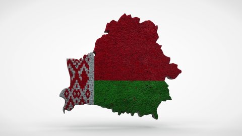 3D animation of the map of Belarus, the country's flag. The map, the country symbol rotates and discards the old shell. The idea of updating the political system, the overthrow of the dictatorship.