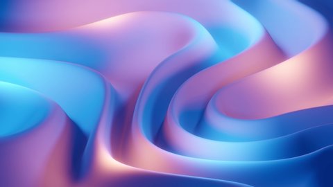 Abstract satisfying animation. Colorful pink and blue waves of soft cloth. Seamless loop. 3D render. Stock Video