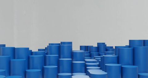 3d render blue cylinder column animation on white background.