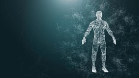 Digital human male model. Concept of AI man synergy, digital avatar, data representation on internet, general artificial intelligence, neural network - Powered by Shutterstock - Get 15% off with code: PIKWIZARD15