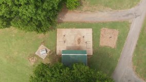 Aerial overhead view of outdoor pickleball on a hot summer day in Tennessee