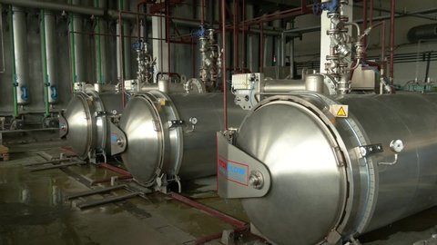 Russia. 11.08.2020: Autoclave sterilization and pasteurization for all food, medical and pharmaceutical products. Autoclave Batch Retort Sterilization in Food Industry