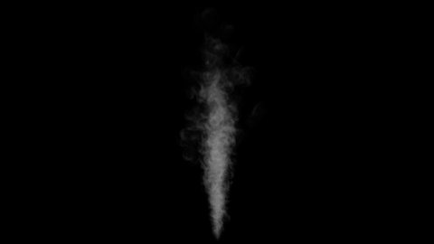 A powerful jet of white steam rises up against a black background.