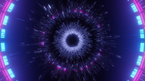 Rotating Light Tunnel in Dark Space 4k uhd 3d rendering vj loop